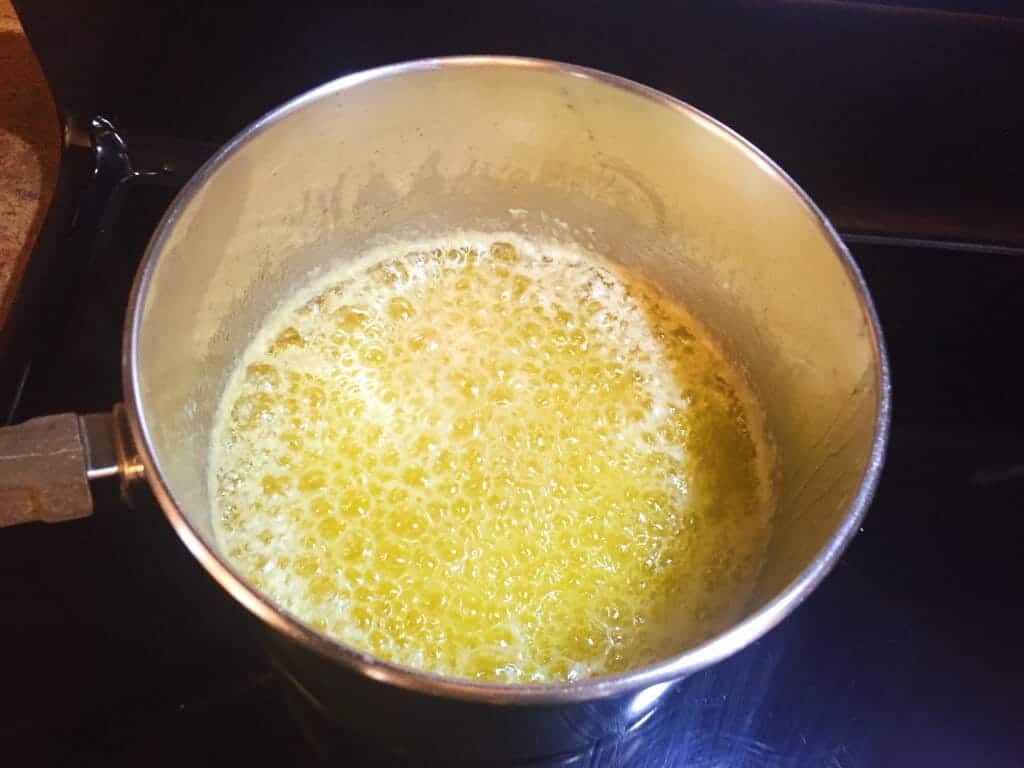 Ghee at a rapid simmer.