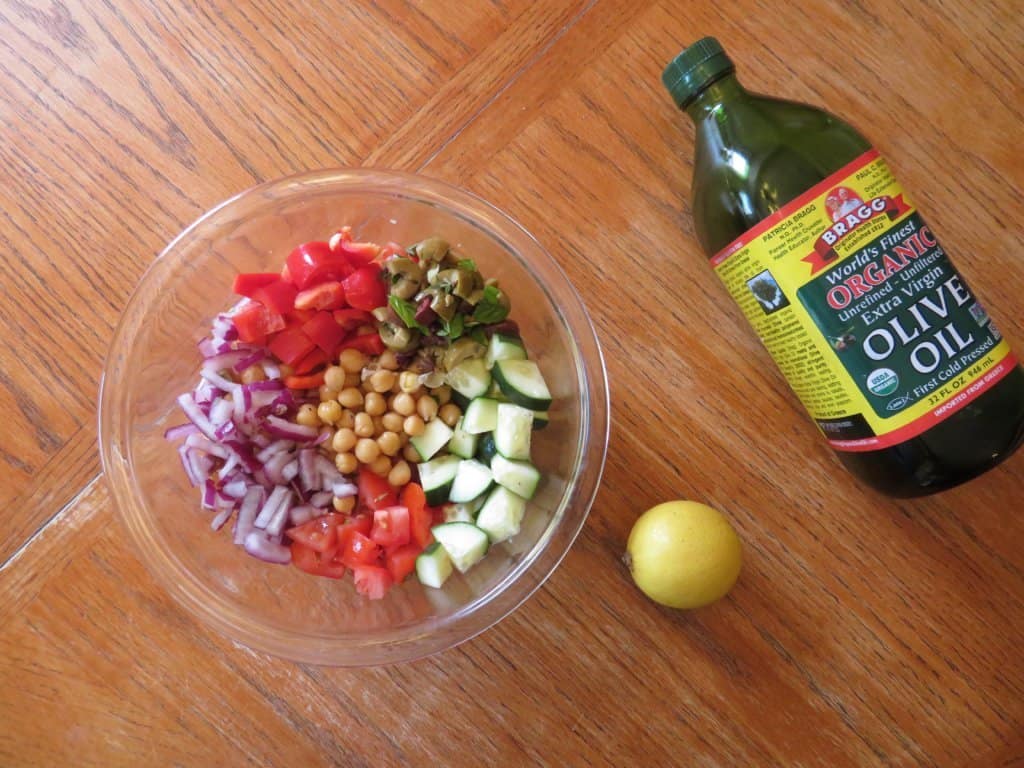 All the ingredients for the Chickpea Salad