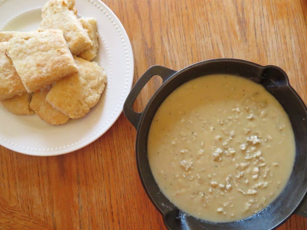 Finished breakfast of chicken sausage gravy and biscuits. - The Midwest Kitchen Blog